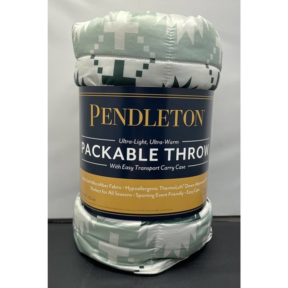 Pendleton Spider Rock Packable Throw Ultra Light Warm Navy Sage NEW Fast Ship - Picture 7 of 9